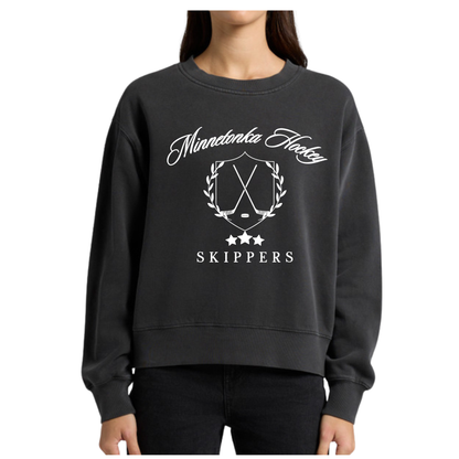 Women’s Minnetonka Hockey Faded Black Crew Sweatshirt