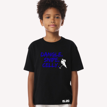 Youth Black Hockey T Shirt: Dangle.Snipe.Celly