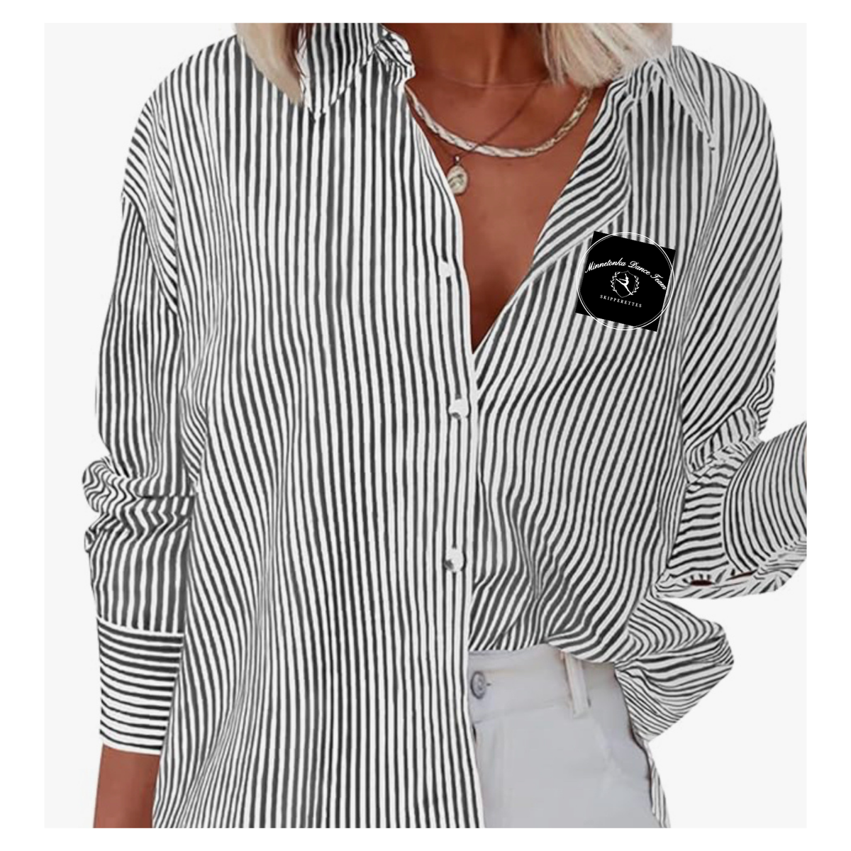 Minnetonka Dance Team: Black Striped Button Down
