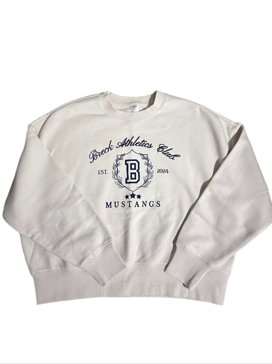 Breck Athletics Club: Relaxed Ecru Crew Neck Sweatshirt