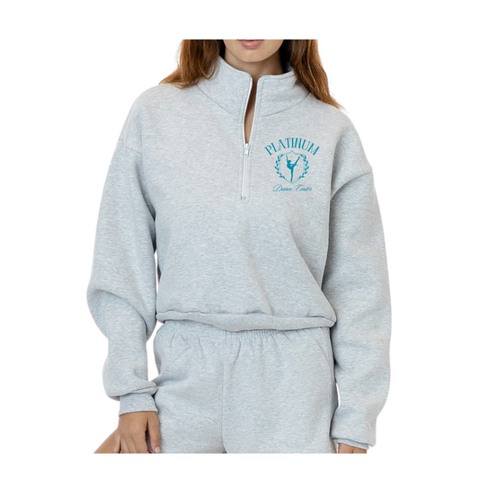 Platinum Dance Center:  Light Grey Cropped 1/2 Zip Sweatshirt