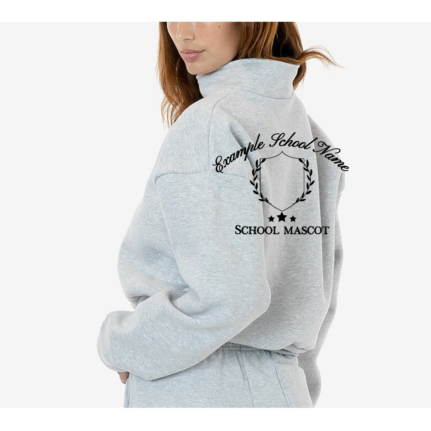 Women's Cropped Grey 1/2 Zip Sweatshirt